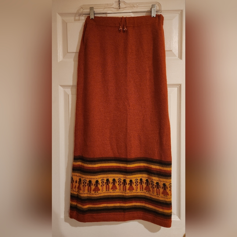 New Rust Maxi Skirt Knited Alpaka Wool. Fits S And M